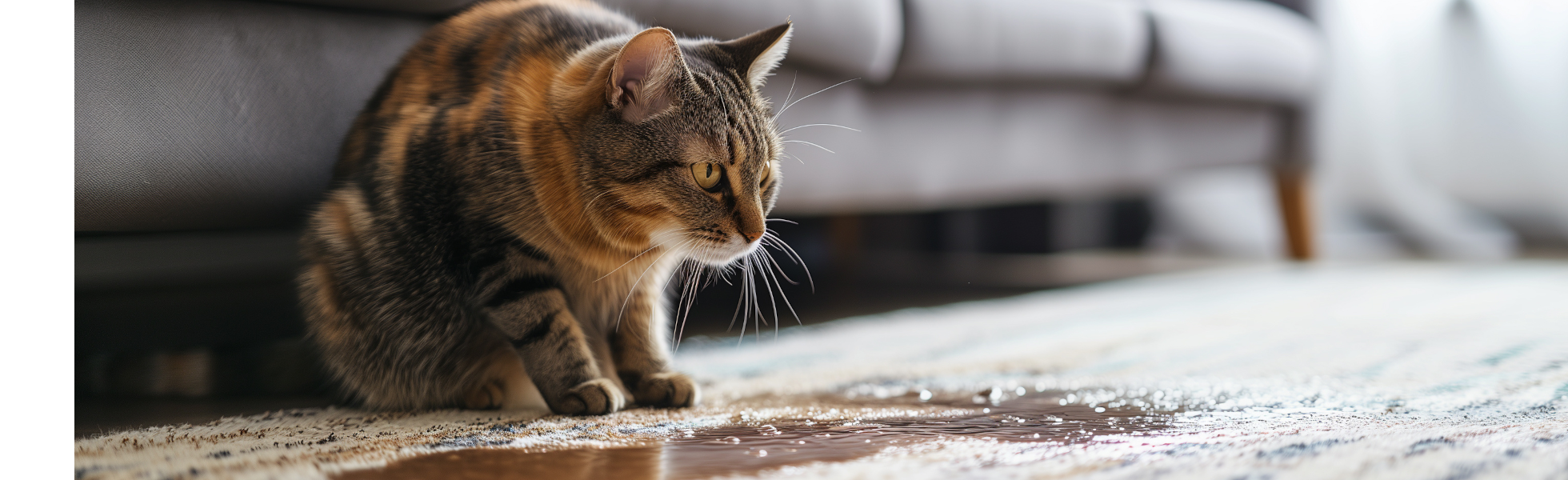 Katze pinkelt überall hin Teppichfleck